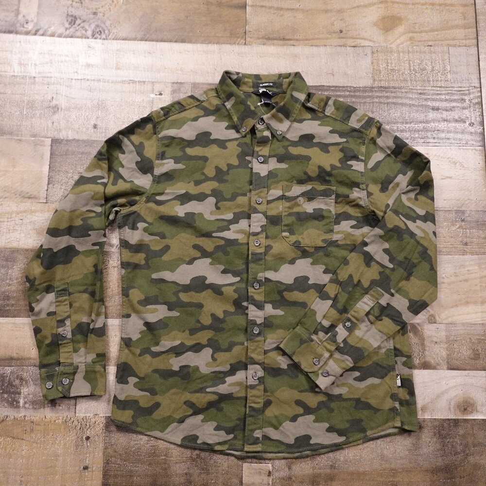 Eddie Bauer Camo Flannel Shirt Classic Fit Long Sleeve Men's large Cotton NWTโ